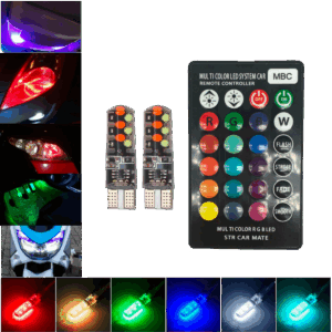 2 Bombillo Led Cocuyo Rgb T10+control Alt Calidad Carro/m
