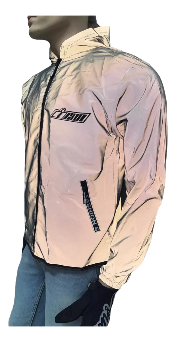 Chaqueta Reflectiva Con Capucha En Tela Reflectante Semi Impermeable - Imagen 4