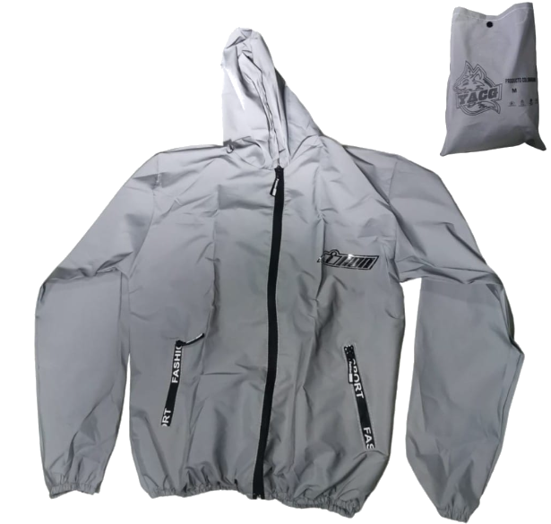 Chaqueta Reflectiva Con Capucha En Tela Reflectante Semi Impermeable - Imagen 1