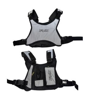 CHAL08 Chaleco Reflectivo Graduable Con Portacelular Negro para Moto